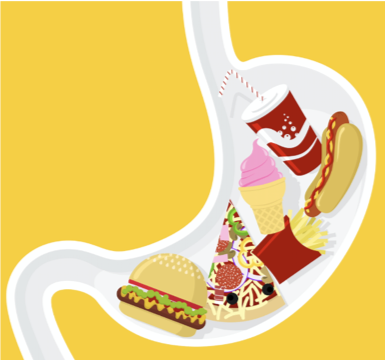 Junk food in stomach