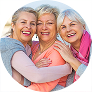 Three senior women smiling